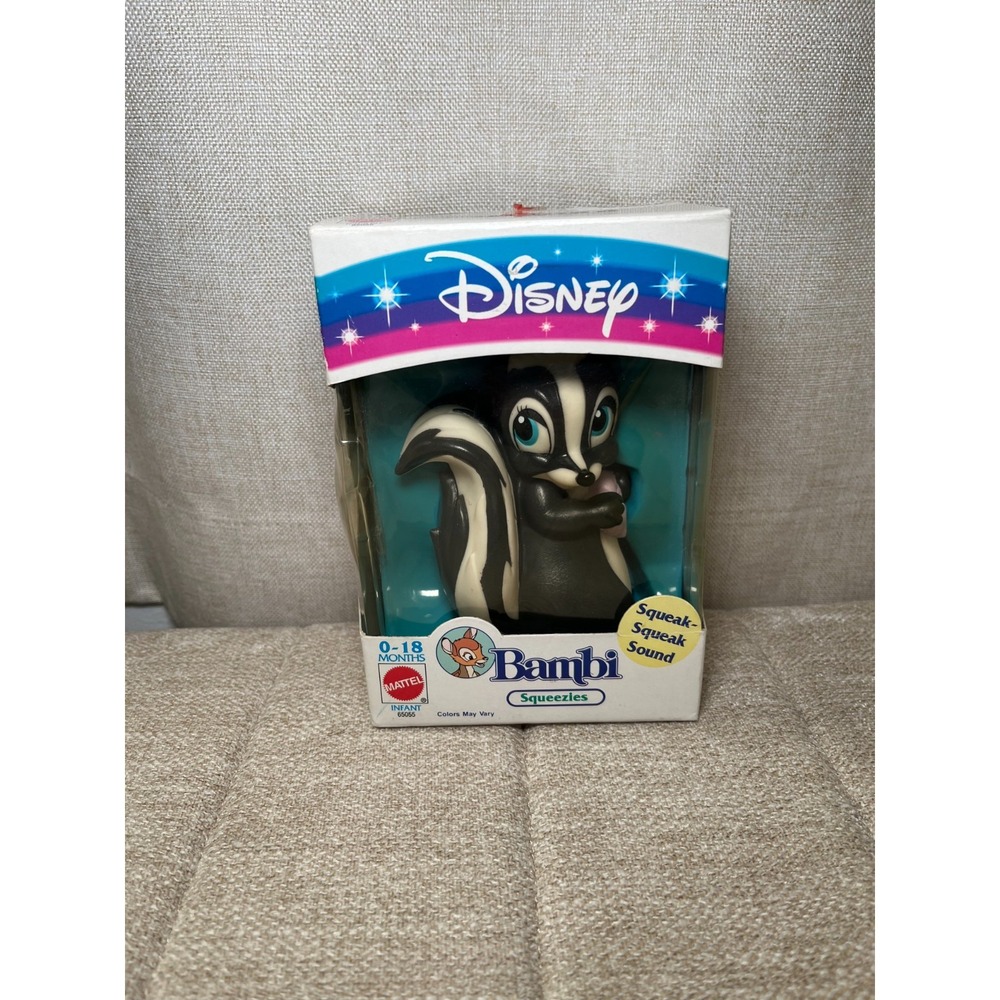 Vintage Disney Flower Bambi Skunk‎ Squeezies Squeak New In Box Read Description